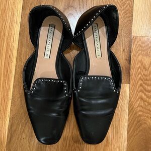 Black studded square toe flats size 39 (8.5)